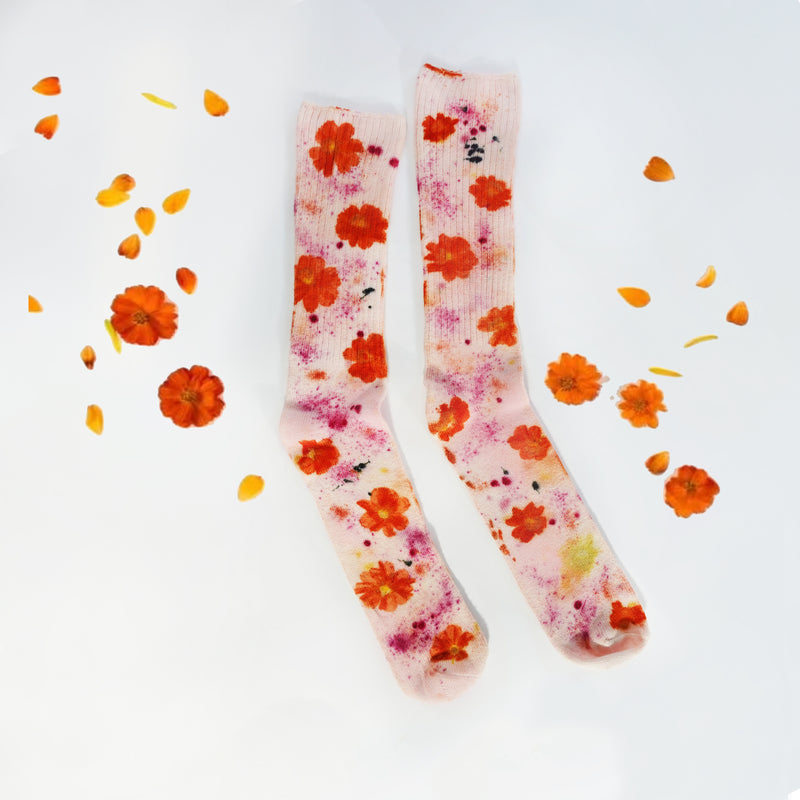 POSIES FOR YOUR TOESIES- BAMBOO SOCKS DYED W/REAL GARDEN FLOWERS